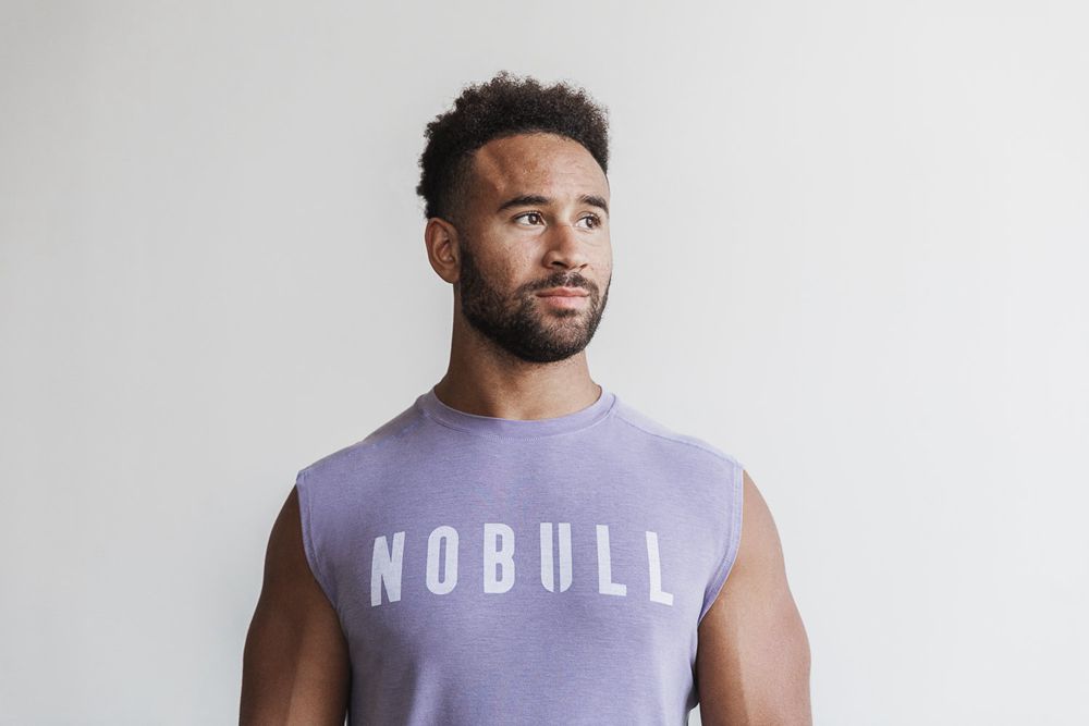 NOBULL Men's Sleeveless Tee - Lavender - Ireland (8103NGKZQ)